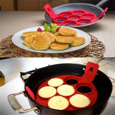 Silicone Pancake Maker Multiple Shapes 7 Holes Nonstick Baking Mold Ring Fried Egg Molds for Family
