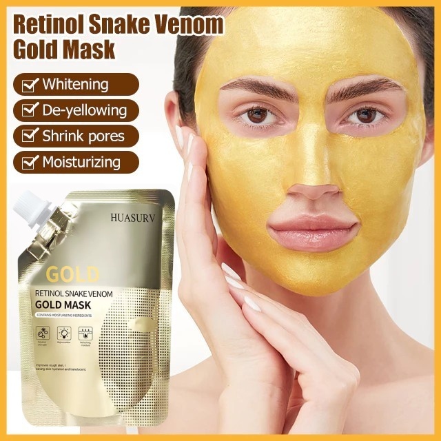Huasurv Gold Mask, Gold Foil Rejuvenating Gold Peel Off Mask, Retinol Snake Venom Gold Mask 100gm Pack