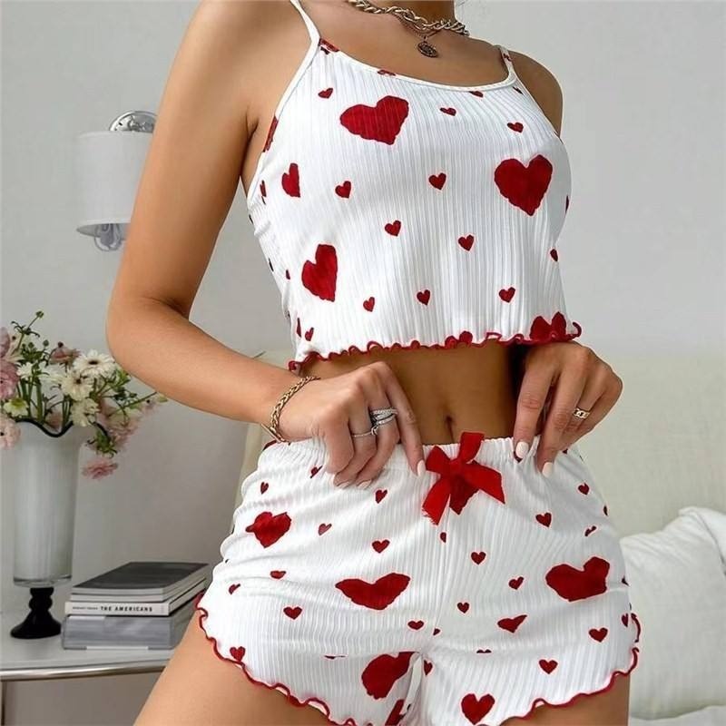 Women's Polyester Sleeveless Shorts Sleepwear Set – Soft & Comfortable Home Wear