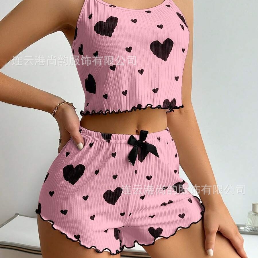 Women's Polyester Sleeveless Shorts Sleepwear Set – Soft & Comfortable Home Wear — Image 2