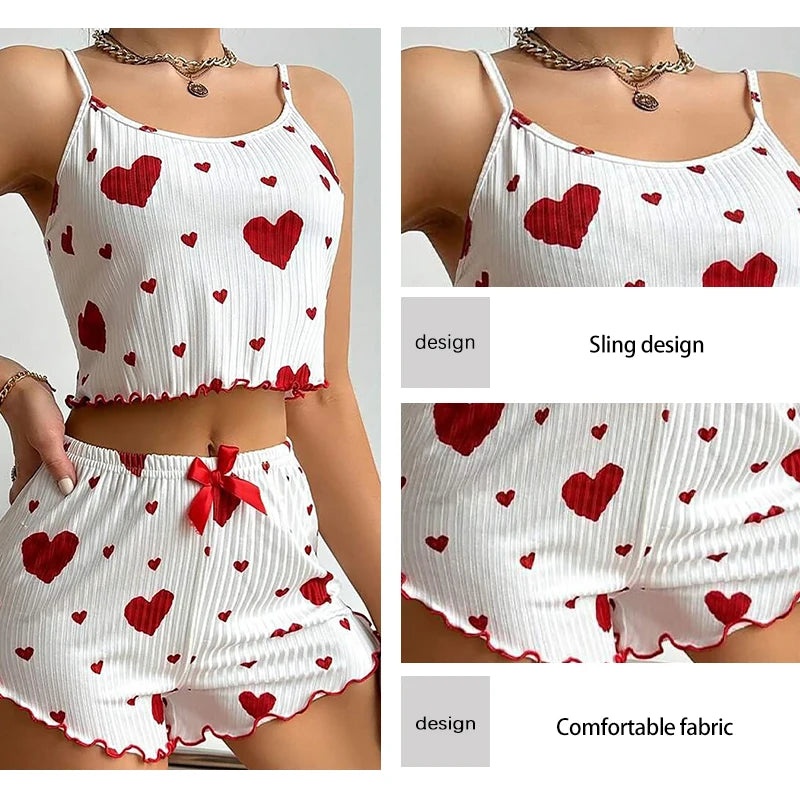 Women's Polyester Sleeveless Shorts Sleepwear Set – Soft & Comfortable Home Wear — Image 3