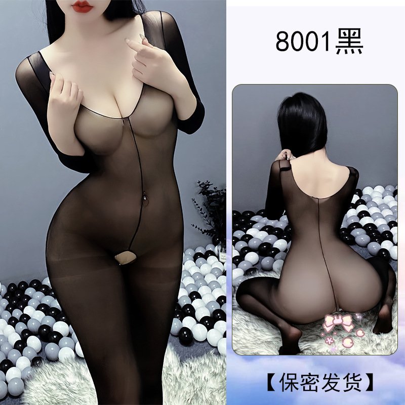 Women Sexy Lingerie Cosplay Bunny Uniform Body Suit Open Crotch Full Stockings Soft Nightwear 8001