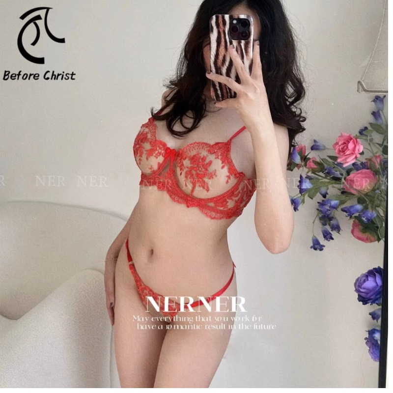 Women’s Sexy Lingerie Set with Flower Embroidery 1160